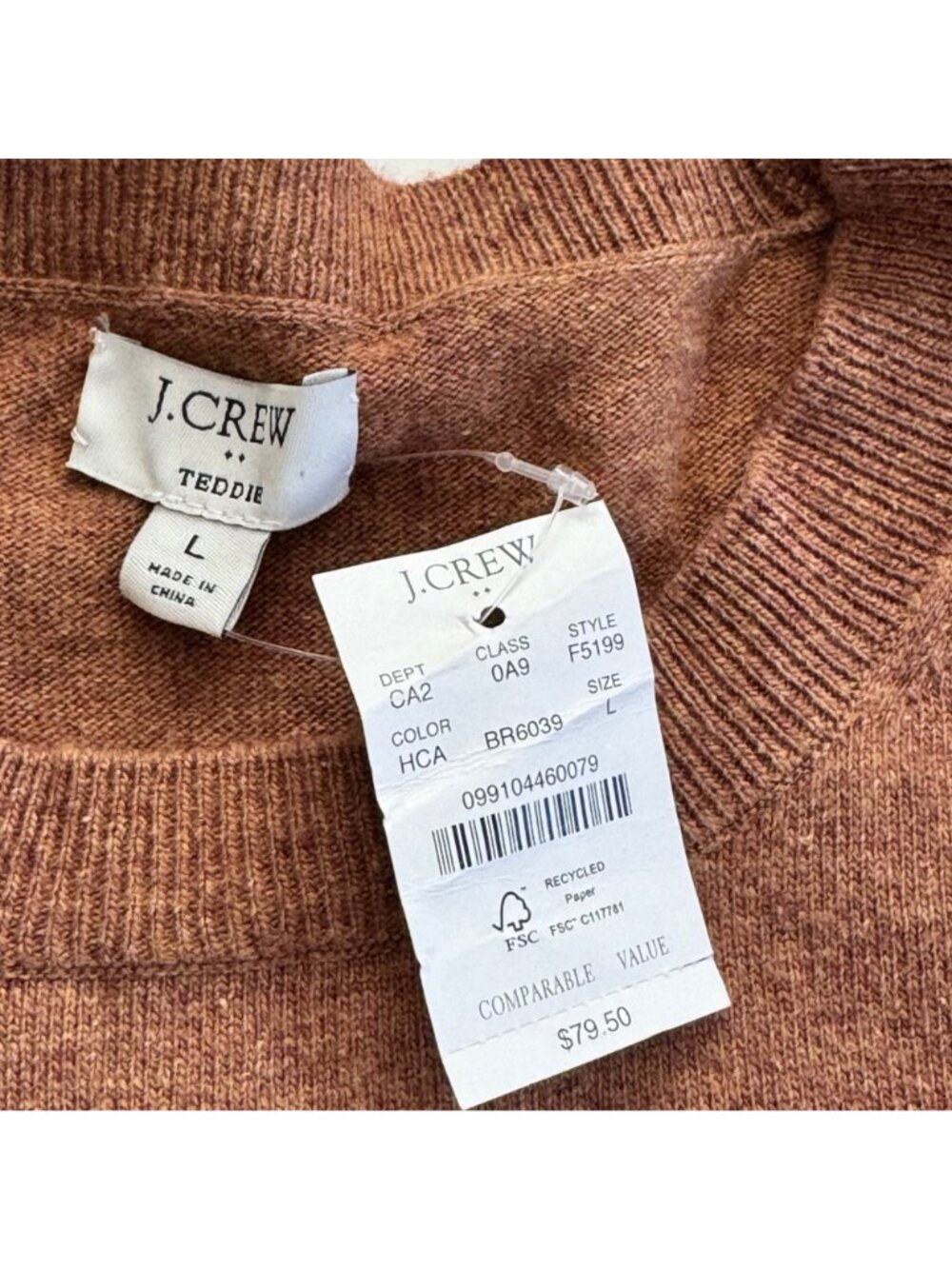 J. Crew Womens Teddie Sweater Rust Brown Wool Blend L Crewneck Soft Knit New - Picture 6 of 14